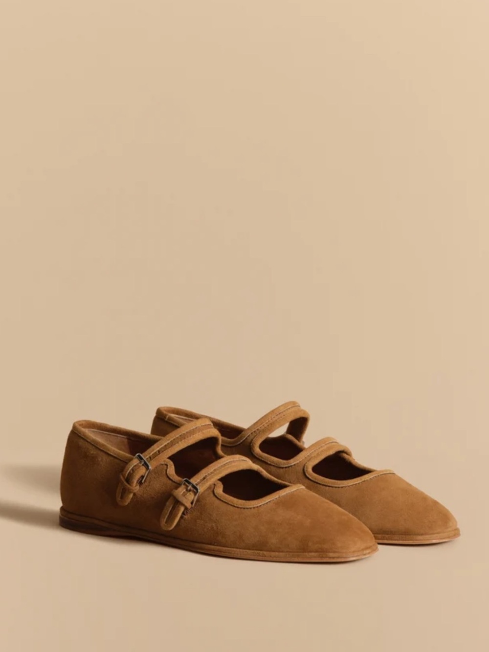 Jenni Kayne Wren Flats / Double-Strap Mary Jane Flats in Camel